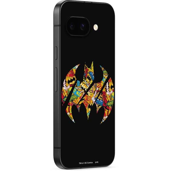 Skinit Decal Phone Skin Compatible with Google Pixel 9a - Officially Licensed DC Comics Batman Silhouette Logo Vintage Pattern Design