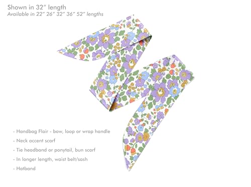 Liberty London Purse, Head or Neck Scarf - Betsy Lavender Purple Skinny Scarf - Headband, Handbag flair - Silky Floral Tana Lawn Cotton - Choose Length2