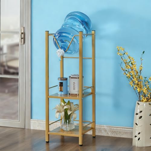 MTIETEME バケツスタンド ウォーターボトルラック 収納ラック 蛇口を贈る 取り外し可能 収納付き 取り出しやすい 強力な耐荷重100kg 高耐久性 2/3層 ウォーターサーバー 台 組み立てが簡単 キッチン、寝室、リビング、オフィスに適用(ゴールド