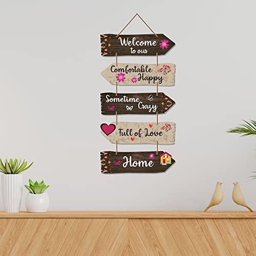 Artvibes Home Quotes Decorative Wall Art Wooden Wall Hanger For Living Room | Bedroom | Gifts | Wood Hangings For Home Decoration | Modern Decor Items | Designer Artworks (Wh 7304N), Set Of 5