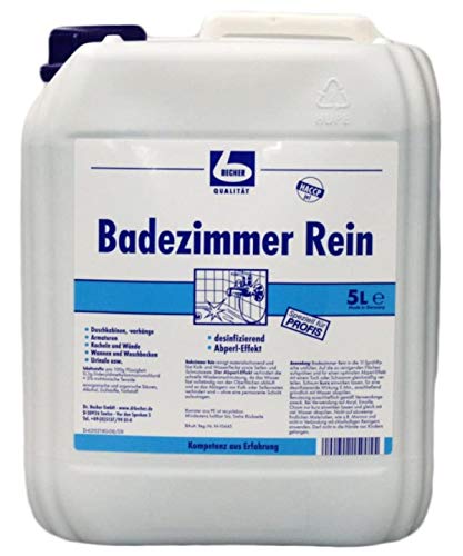 6 Liter Set DR. BECHER Badezimmer Rein - Desinfizierender Schaumreiniger | Set aus 1L Flasche Sprühflasche + 5L Kanister| mit Abperl-Effekt | plus Gratis Thank You Aufkleber