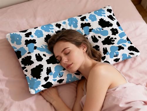 Taie oreiller 40x80 rectangulaire léopard bleu pour déco de chambre
