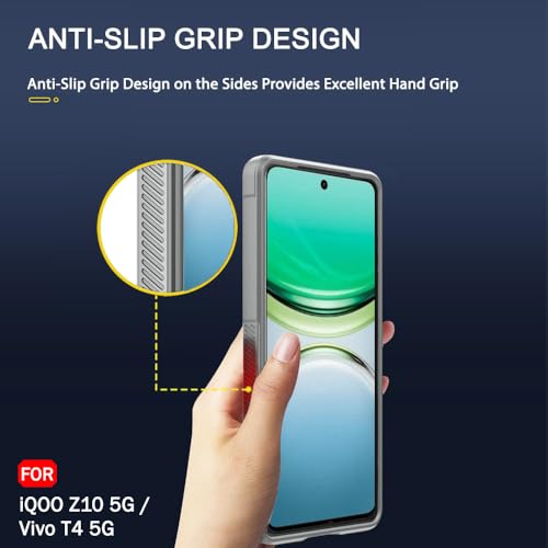 Image of TheGiftKart Liquid Silicon Back Cover Case for iQOO Z10 5G / Vivo T4 5G | Shockproof Military Grade Protection | Micro-Fibre Cloth On Inner Side | Built-in Anti-Slip Grip for Back Cover (TPU, Black)