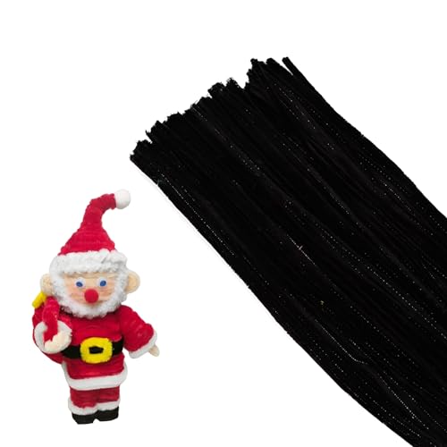 100 PCS Pipe Cleaners for Craft Christmas Trees and Wreaths DIY Project Home crafts Handmade Material Package for Thanksgiving Mothers Day Christmas Halloween.Black 30cm X 6mm
