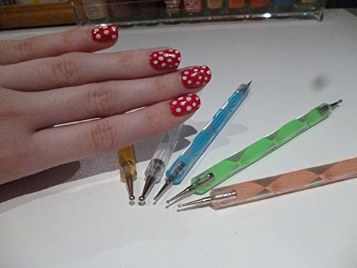 Lifestyle-You™ 5 Pcs Nail Art Dotting Marbleizing Tool Pen for Nail Decoration Stamping Etc 3