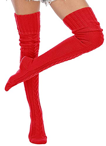 Image of Leoparts Women's Cable Knitted Thigh High Boot Socks Extra Long Winter Stockings Over Knee Leg Warmers