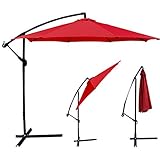 Patio Umbrella Offset 10' Hanging Umbrella Outdoor Market Umbrella D10 (Red)
