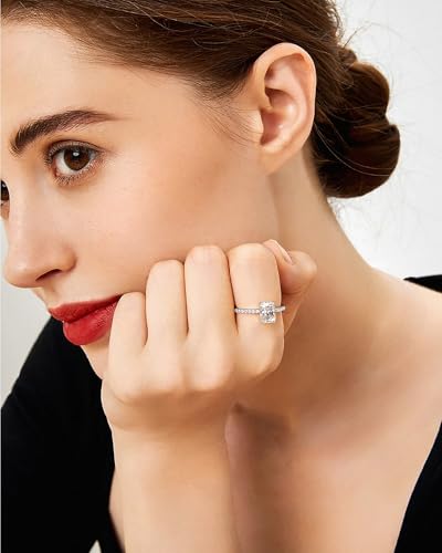 Moissanite Rings for Women Radiant Cut Engagement Rings D Color VVS1 18K White Gold Plated Sterling Silver Radiant Cut Wedding Band 1.5 Carat4