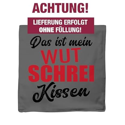 Kissenbezug - Statement - Das ist mein Wut Schrei - 50 x 50 cm - Grau - schreikissen statements schreien kuschelkissen wutkissen sprüche wutschrei schmusekissen kissen mit spruch baumwollkissen – Bild 5