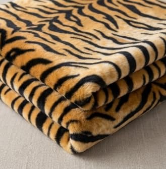 Image of Prokart Soft Faux Fur Fabric Cloth - 60 Inch Wide Pana | Fur Fabric Decorative Cloth for Crafting Soft Toys, Fancy Dress, Baby Photoshoot, Wedding Mandap & Party Decor (Tiger Print, 5 Mtr)