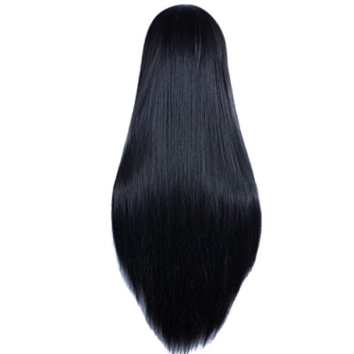 Akstore Wigs 32" 80Cm Long Straight Anime Fashion Women's Cosplay Wig With Free Wig Cap(Black) #TOP5