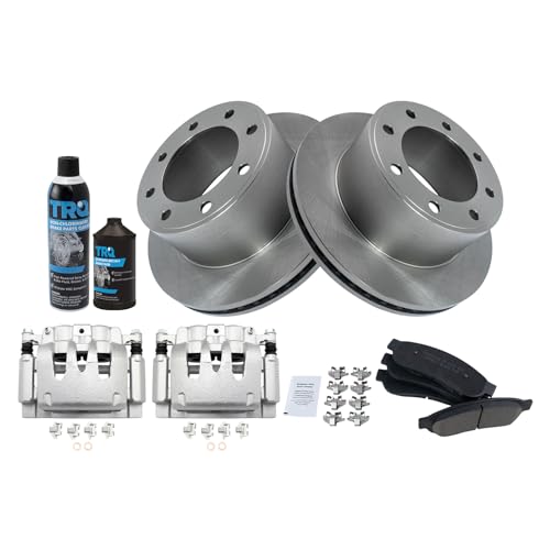 Image of TRQ Rear Brake Pad, Caliper, & Rotor Kit, with Chemical Kit Ceramic Compatible with 2008-2012 Ford F-250 Super Duty 2006-2012 F-350 Super Duty