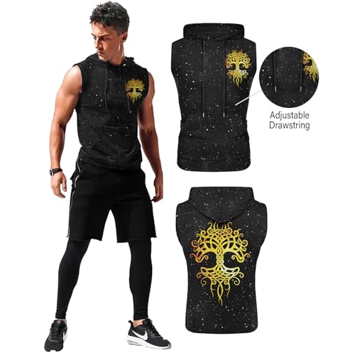 Men's Sleeveless Hoodies Workout Gym Sweatshirt Muscle Fit Fashion Athletic Hoodies Pullover Hooded3
