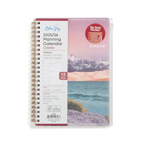 Blue Sky Weekly and Monthly Academic Year Planner Calendar, July - June, Flexible Cover With Zip Pouch, Wirebound, Storage Pocket, Enough to Believe (Enough to Believe- 2025/2026, 5