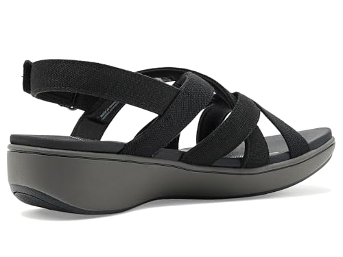 Clarks Cloudsteppers Women's BreezeRae Ana Wedge Sandal, Black Canvas, 5.5 Medium US - image 4