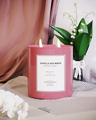 Rakle Candles For Home Scented – Vanilla Bourbon Scented Candle 16.9 Oz – Premium Soy Wax Blend Candle Jar With Lid For Home, Meditation, Aromatherapy – Delightful Long Lasting Scents #TOP3