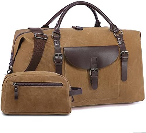 SUCIPI Oversized Canvas Duffle Bag Mens Weekend Travel Bag Weekender Overnight Carry On Travel Duffel Bags, With Toiletry Bag 1 SUCIPI Oversized Canvas Duffle Bag Mens Weekend Travel Bag Weekender Overnight Carry On Travel Duffel Bags, With Toiletry Bag
