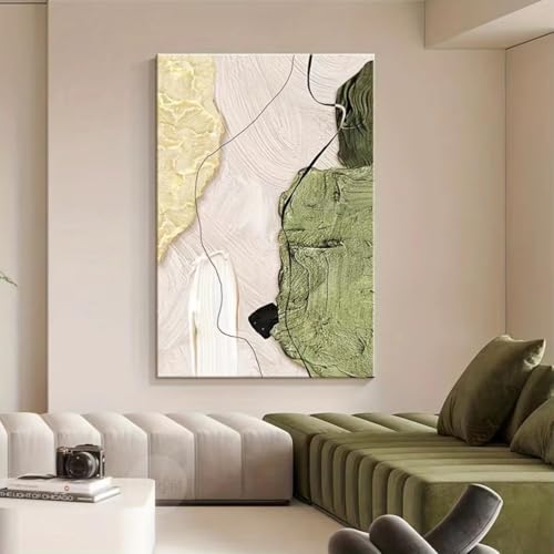 Tableau sur toile pour égayer un salon sombre AEFOUU vert jaune