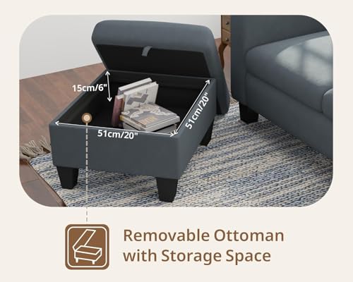 Image of SRMS Sectional Couches for Living Room 78 inch L Shaped Sofa with Storage Ottoman | Free 3 - Pillows | Sofa Set for living Room, Office| Modern Classic 3 Seater Sofa Set | Grey