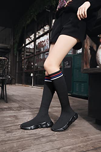 Casbeam Womens Knee High Boots High Top Shoes for Girls Comfortable Slip-On Sock Sneakers3
