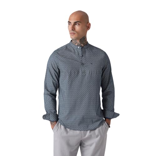 Image of BLUE BUDDHA Men's Printed Cotton Shirt | Tailored Fit Full Sleeve Casual Shirt for Men | Summer Office Casual Shirt