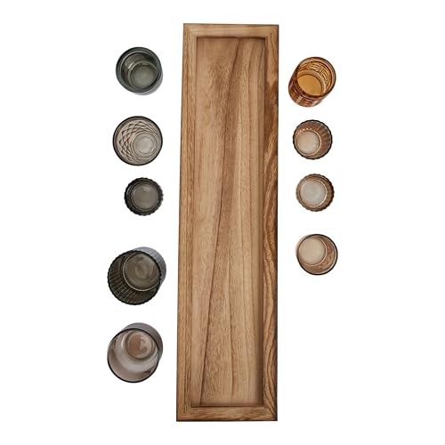 Creative Co-Op DA4672 Wood Tray With 9 Brown Glass Votive Holders thumb #4