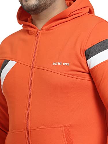 Image of Kalt Men Full Sleeves Zipper Fleece Striped Hoodie