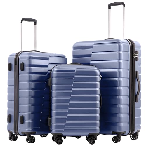 Coolife 3 Piece Hard Shell Suitcase Set