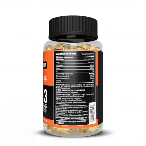 Image of QNT Omega 3 Capsules 1000mg | Nordic Island Fish Oil with 180mg EPA & 120mg DHA | Supports Heart, Brain, Skin & Bone Health | 60 Softgels
