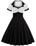 50s kleid Retro-Feeling- Echte Vintage-inspirierte, ***Elastische Rückseite des Mieder für eine perfekte Passform.Weit ausgestellter Vollkreisrock***Verdeckter seitlicher Reißverschluss.Rocklänge von Taille bis Saum sind 26 Zoll (66cm)