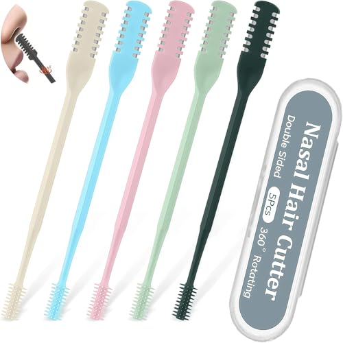 Wulthus 5Pcs 2-in-1 Nasal Hair Cutter 2026 New Double Sided Nose Hair Cutter Portable 360 Rotating Manual Nose Hair Trimmer for Men and Women Colorful