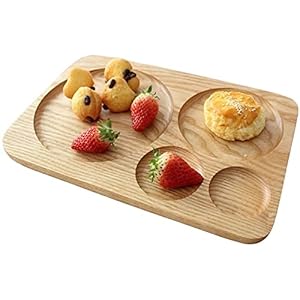 Rechthoekig massief houten ontbijtbord, houten dienblad, gesplitste platte borden, moeren, snackschaal, houten kom voor thuis (kleur: citrood)
