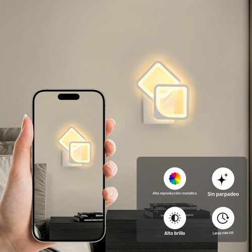 Apliques de pared LED regulables con diseño cuadrado para un salon moderno 4