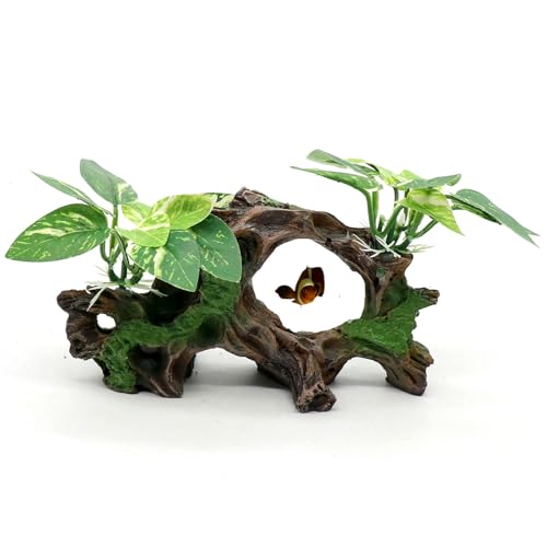 Fish Tank Decorations Artifical Driftwood Cave Aquarium Decor Ornaments Silk Aquarium Plants for Betta Fish Tank Accessories