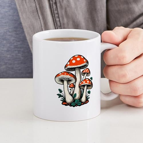 Taza de cerámica de 11 oz con diseño de hongos miniatura 6
