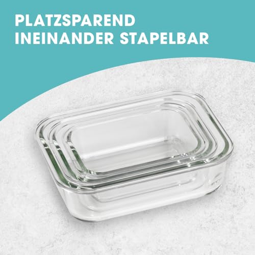GOURMETmaxx Glas-Frischhaltedosen Klick-it 3er Set | Als Brotdose oder für Meal Prep… – Ansicht 8