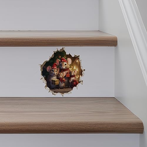 Vinilo decorativo con efecto 3D de ratones navideños miniatura 4
