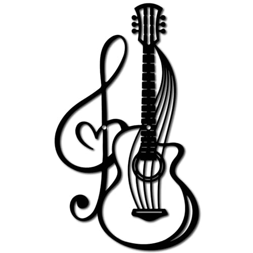 Décoration murale minimaliste guitare en métal noir pour un design épuré