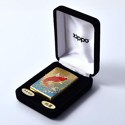 Encendedor Zippo de latón dorado con diseño japonés miniatura 4