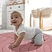 Funtery Baby Play Mat 56 x 42 Inch Cotton Crawling Cushion Cotton Nursery Rug Large Thick Soft Reversible Washable Folding Floor Playpen Mat Nursery Decor Rug for Girls Boys(Pink,Leaf)