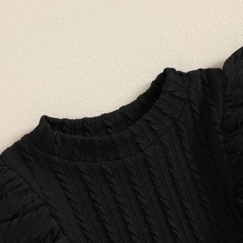 Toddler Girls Fall Outfits 2Pcs Winter Clothes Set Spring Casual Long Sleeve Ruffle Tops and Plaid Skirts Sets4