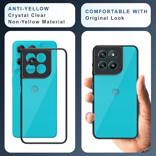 Image of CEDO Backcover for Motorola Moto G67 / G57 Power (5G) | Camera Protection Bump Shockproof Edge | Ultra Hybrid Transparent Acrylic Clear TPU+PC Hard Backcase Cover (Black)