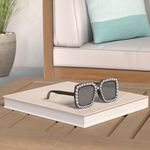 12 Pairs Crystal Oversized Sunglasses Rhinestone Square Diamond Sunglasses Frame Retro Sparkling Glasses for Women Men2
