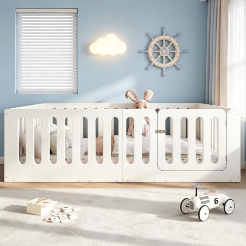 Image of Bellemave Queen Montessori Floor Bed Frame,Beige