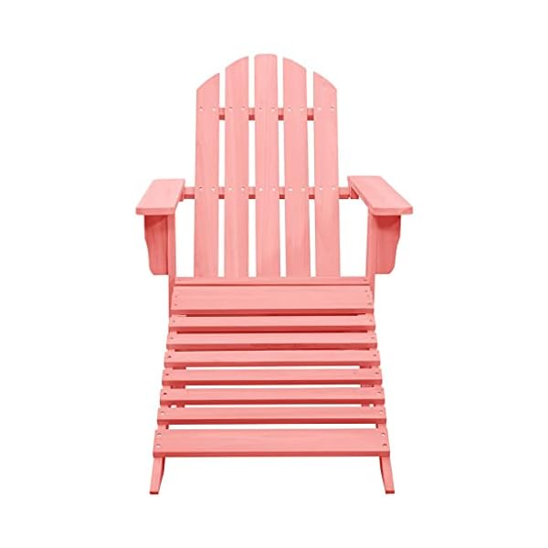 vidaXL Solid Fir Wood Garden Adirondack Chair with Ottoman Outdoor Wooden Furniture Patio Terrance Backyard Seating Armchair Lounge Chair Set Pink - Image 3