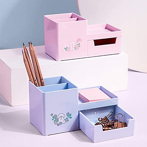 Portalápices Portalápices de Oficina, Caja de Almacenamiento Multifuncional para Suministros de Escritorio de Oficina, Escritorio para Tarjetas de Visita con lápiz de Gran Capacidad (Azul)