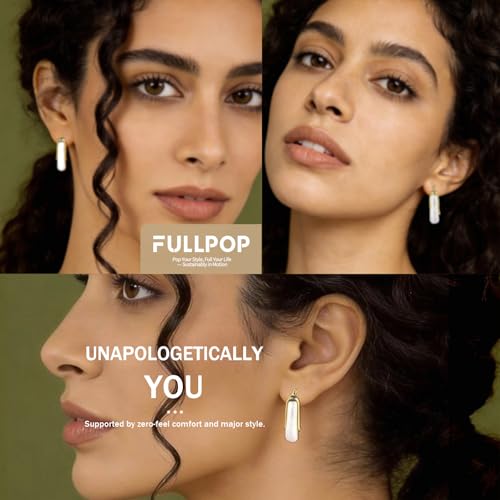 Image of Fullpop Vintage Earrings for Women, Chunky 14K Gold Plated Resin Hoop Earrings Lightweight Hollow Drop Earrings Hypoallergenic Earrings for Women Vintage Anthropologie Jewelry Gifts for Women