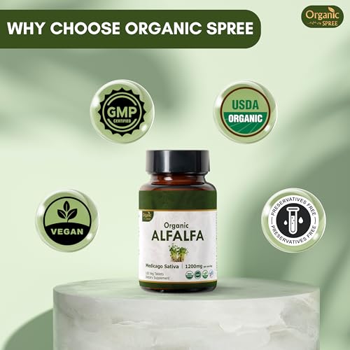 Organic Spree Alfalfa 120 Tablets | Medicago Sativa (Alfalfa) | Organic And Natural | Superfood Supplement With Vitamins And Minerals thumb #4