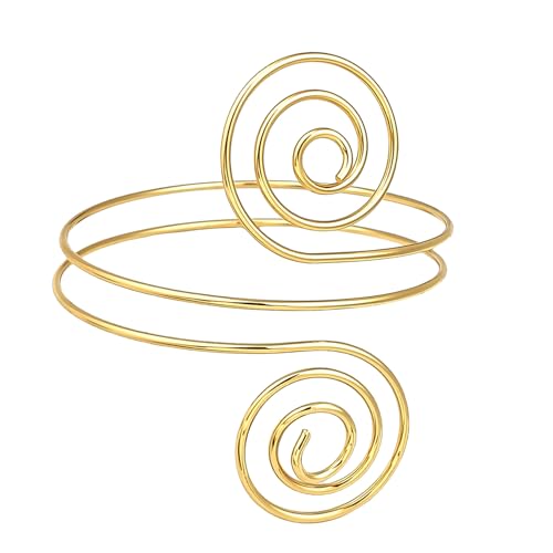 MFUOE Armlet Arm Cuff Adjustable Gold Open Armlet Coil Fashion Wrist Wrap Bracelets Greek Goddess Costume Accessories for Women(color1)