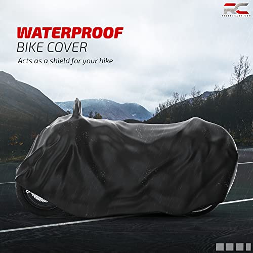 Image of Riderscart 100% Waterproof, Dustproof & UV Protection Bike Cover with Mirror Pocket and Storage Bag Body Covers for Bajaj Avenger 220 Street - Black